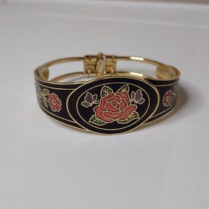Very Pretty 6 3/4 Inch Hinged Rose Bracelet